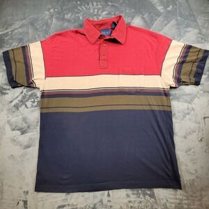Vintage Towncraft Polo Shirt Men's Size Large Designer Stripped Shirt
